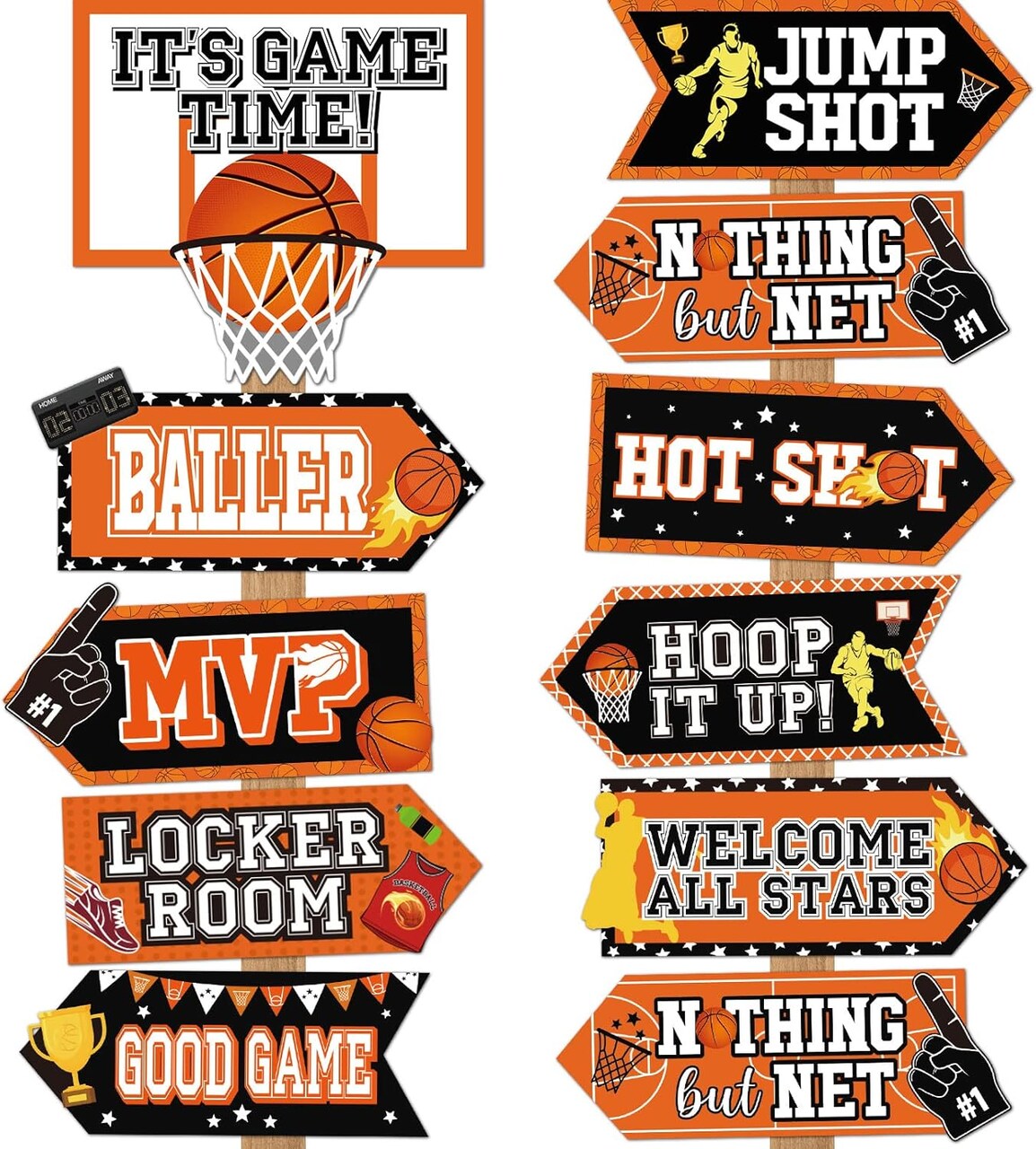 20 Pieces Basketball Party Sign Basketball Themed Party Decoration Supplies Kids Teenagers Boys B-Day Photo Prop